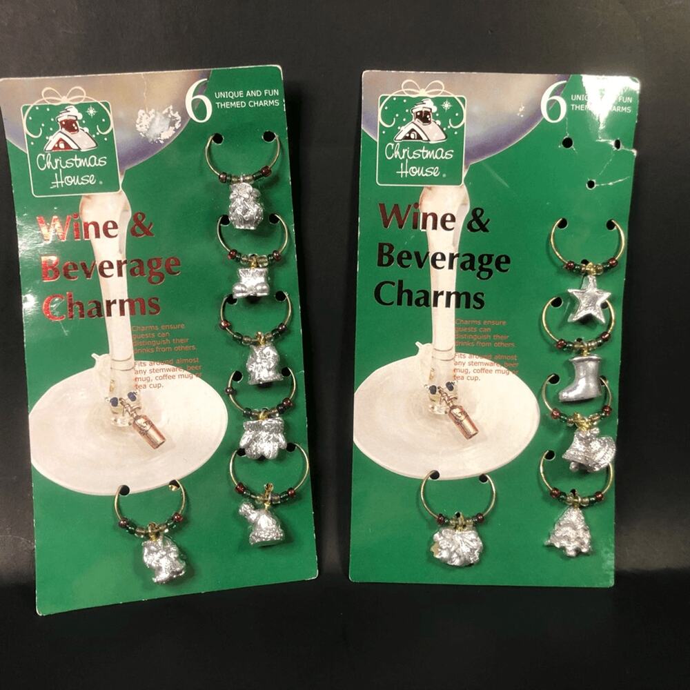 wine and beverage charms christmas house 11‎ unique silver color small beads